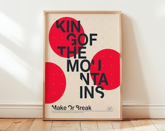 Typographic Cycling Print, King of the Mountains Print, Tour de France Poster, Download Print
