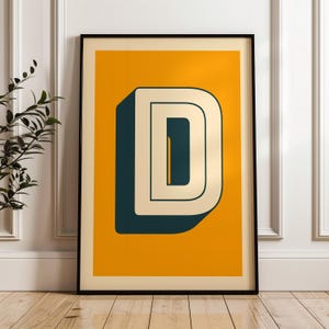 Typographic Letter D Digital Download Print, Alphabet Print