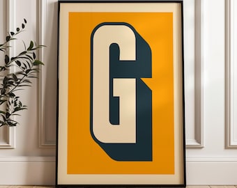Typographic Letter G Digital Download Print, Alphabet Print