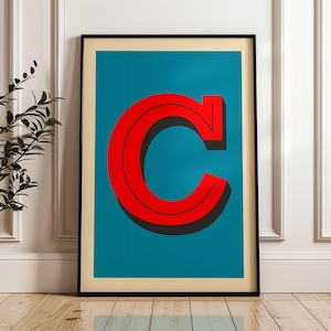 Typografische letter C digitale downloadafdruk, alfabetafdruk
