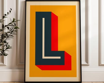 Typographic Letter L Digital Download Print, Alphabet Print