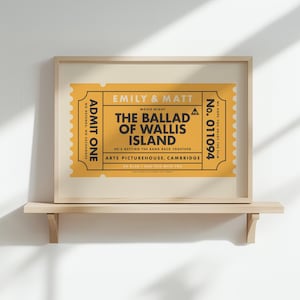 Stampa personalizzata del biglietto del cinema / Stampa cinematografica personalizzata / Regalo di anniversario per coppia / Decorazione da parete con film vintage / Stampa cinematografica / SPEDITO