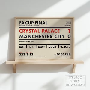 2025 FA Cup Final Print, Crystal Palace Poster | Palace Champions Wall Art | DIGITAL DOWNLOAD