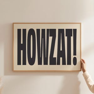 HOWZAT Cricket Wall Art – Cricket Art – Bold Sports Poster – Cricket Lover Gift – Cricket Decor – Cricket Typography Art | SHIPPED