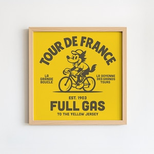 Stampa di ciclismo / Stampa del Tour de France / Stampa artistica del ciclista lupo del Tour de France / Poster di ciclismo Full Gas / Regalo per gli appassionati di bici da corsa / SPEDITO