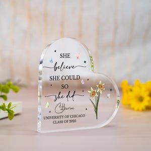 Regalo de felicitaciones, placa acrílica personalizada con forma de corazón para graduación, regalo para ella, regalo para él, regalo de graduación universitaria, regalo acrílico de graduación
