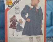 1980s Simplicity 6092 girls size 3 Gunne Sax button front dres pattern