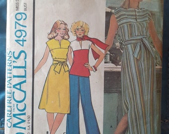 1970s McCalls 4979 almost as easy dress or top pattern size 16 bust 38