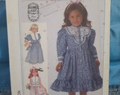 1980s Simplicity 7407 childs size 6X Gunne Sax dress prairie Cottagecore