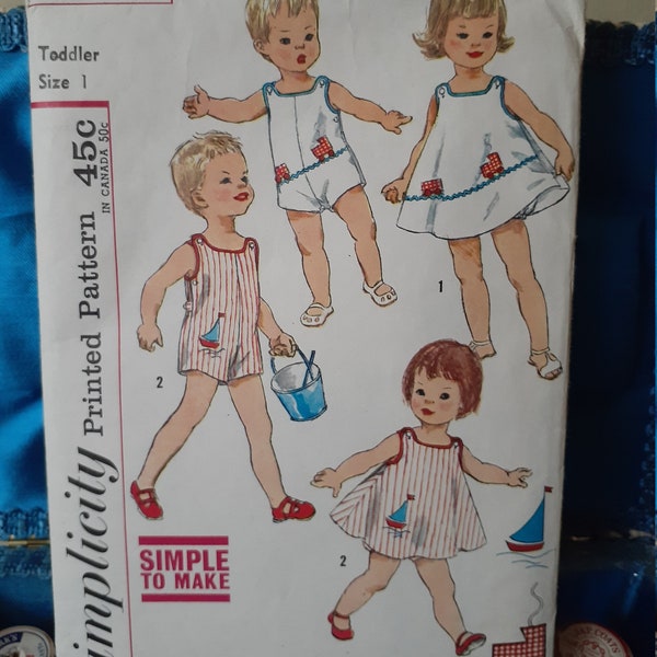 1960s Simplicity 3497 size 1 toddler panties, dress and sunsuit FF