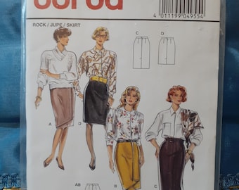 1980s Burda 4955 unused skirt pattern size 10 to 22