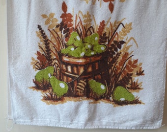 NOS vintage terrycloth kitchen towel  pears