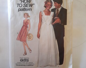 1977 Simplicity 7869 pullover dress learn to sew size 10 summer