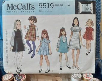 McCall's 9519 1960s girls dress 6 versions size 4