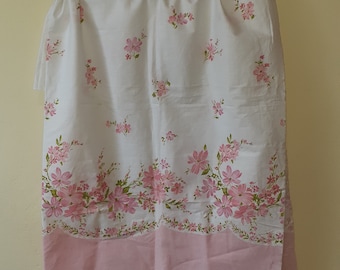 Vintage pink floral border print fabric one yard