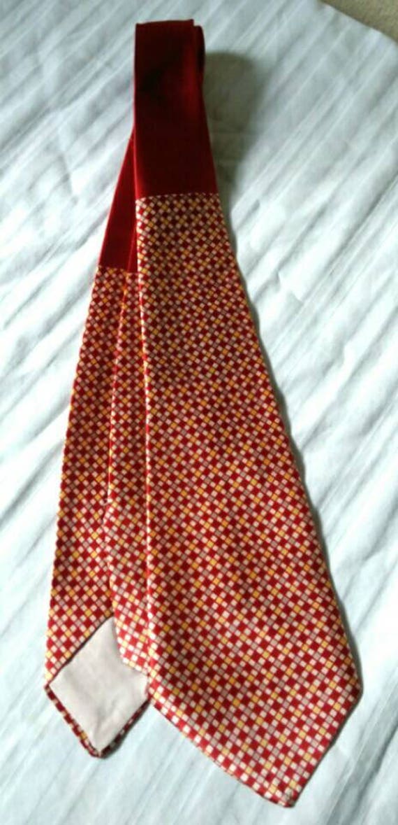 NOS Amvets 1940s satin necktie checkerboard patter