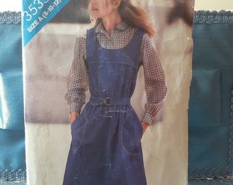1980s Butterick See & Sew 3535 sleevless dress or jumper with pockets size 10