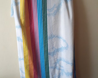 Vintage Pacific rainbow striped queen flat sheet