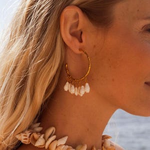 Creole earring, stainless steel earring, shell jewelry, Shell earring, stainless steel gold, Shell jewel, mermaid