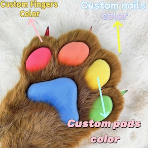 Patas de Fursuit Personalizáveis: Garras de Pelúcia Feitas à Mão, Luvas para Fantasia de Cosplay