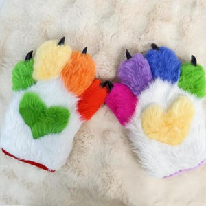 Handmade Fursuit Paws: Colorful Furry Gloves, Cosplay Costume Accessory