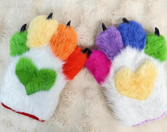 Handmade Fursuit Paws: Colorful Furry Gloves, Cosplay Costume Accessory