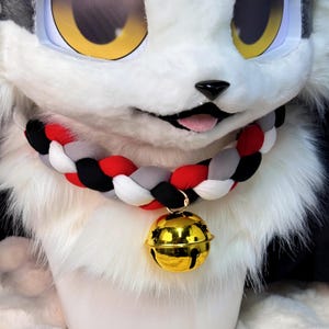Customizable Hand - Braided Fursuit Collars,pick your Colors & Length! Soft, with Shiny Bells for Cosplay gift for coser!