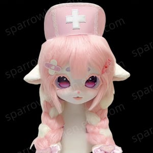 Kaninchen Krankenschwester Fursuit Kopf: Kundenspezifische Kigurumi Maske, Furry Art