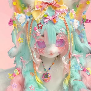 Rainbow Fox Princess Kigurumi Mask: Free Custom Commission
