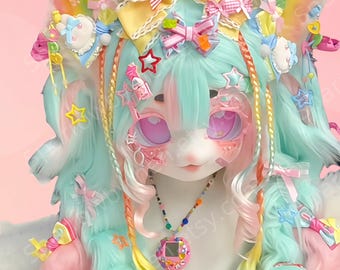 Regenbogen Fuchs Prinzessin Kigurumi Maske: Kostenlose Auftragsarbeit
