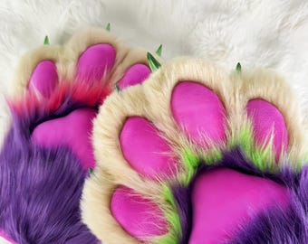 Cyberpunk Cat Paws: Handmade Furry Fursuit Gloves - Customizable Colors