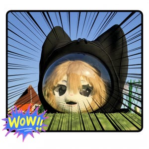 Cat Space Capsule Fursuit Head Backpack: Cosplay Accessory