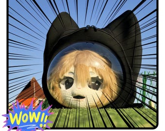 Katzen Raumkapsel Fursuit Kopfrucksack: Cosplay Accessoire