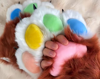 Garras de gato con dedos expuestos, patas de disfraz, patas de Therian de color personalizado