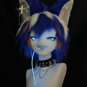 Citations de commission partielle de Fursuit Kigurumi, tête de Fursuit, conception des yeux rougeoyante, masque de fursuit, art velu, masque velu personnalisé, cadeau pour coser