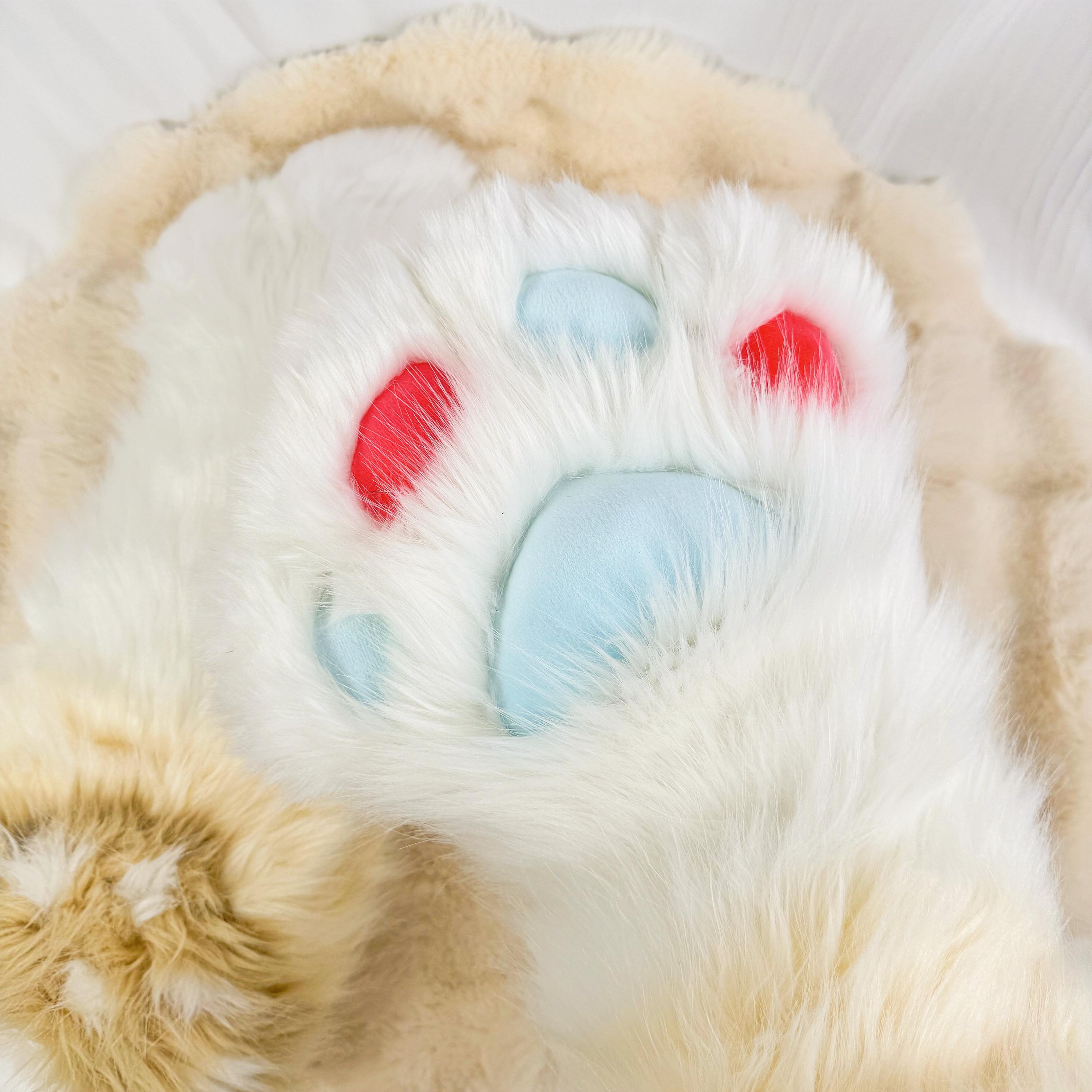 Zweifarbige Fursuit Paws: Handgefertigte Löwen Handschuhe, Cosplay Kostüm