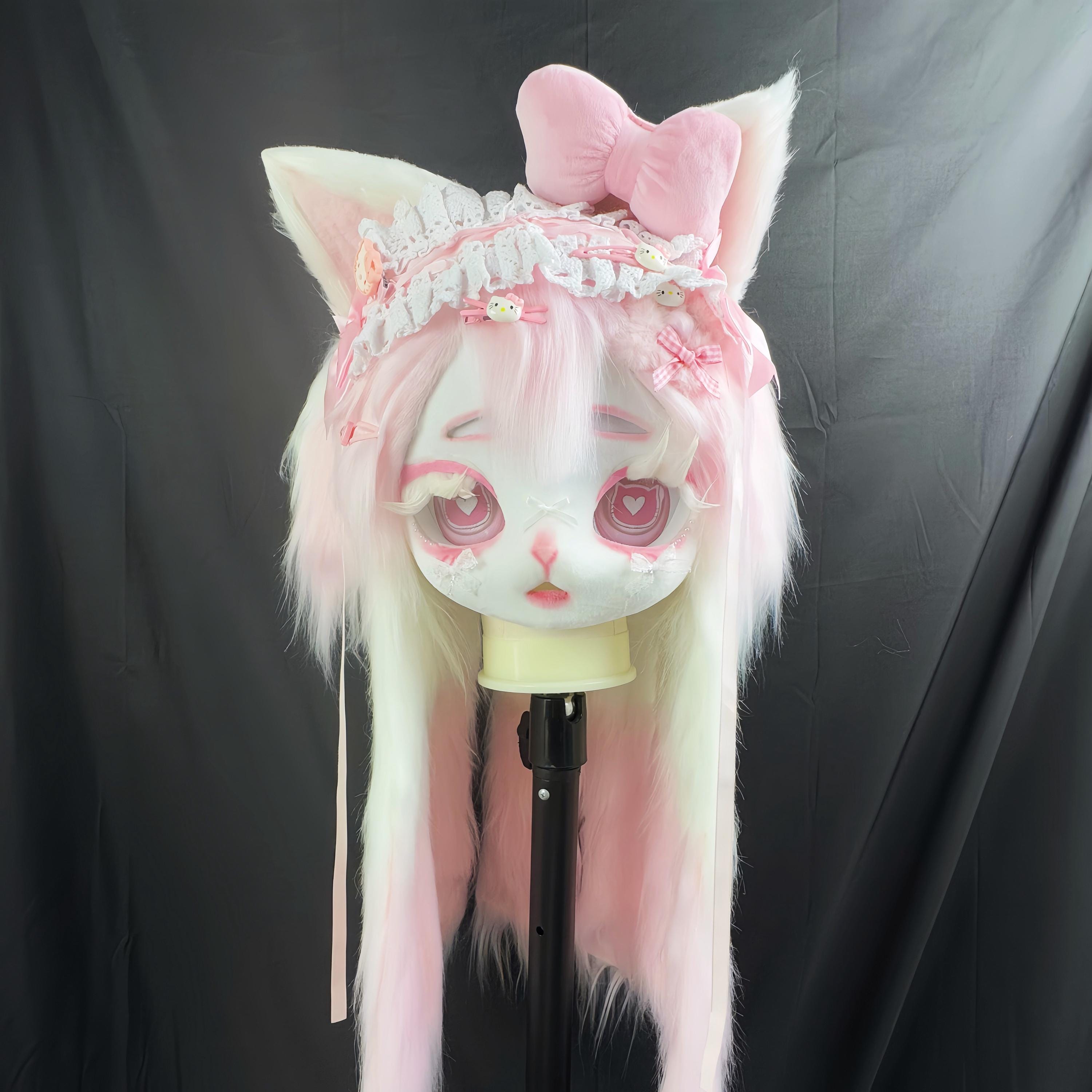 Pink Cat Fursuit Mask: Kawaii Kigurumi Costume - Etsy