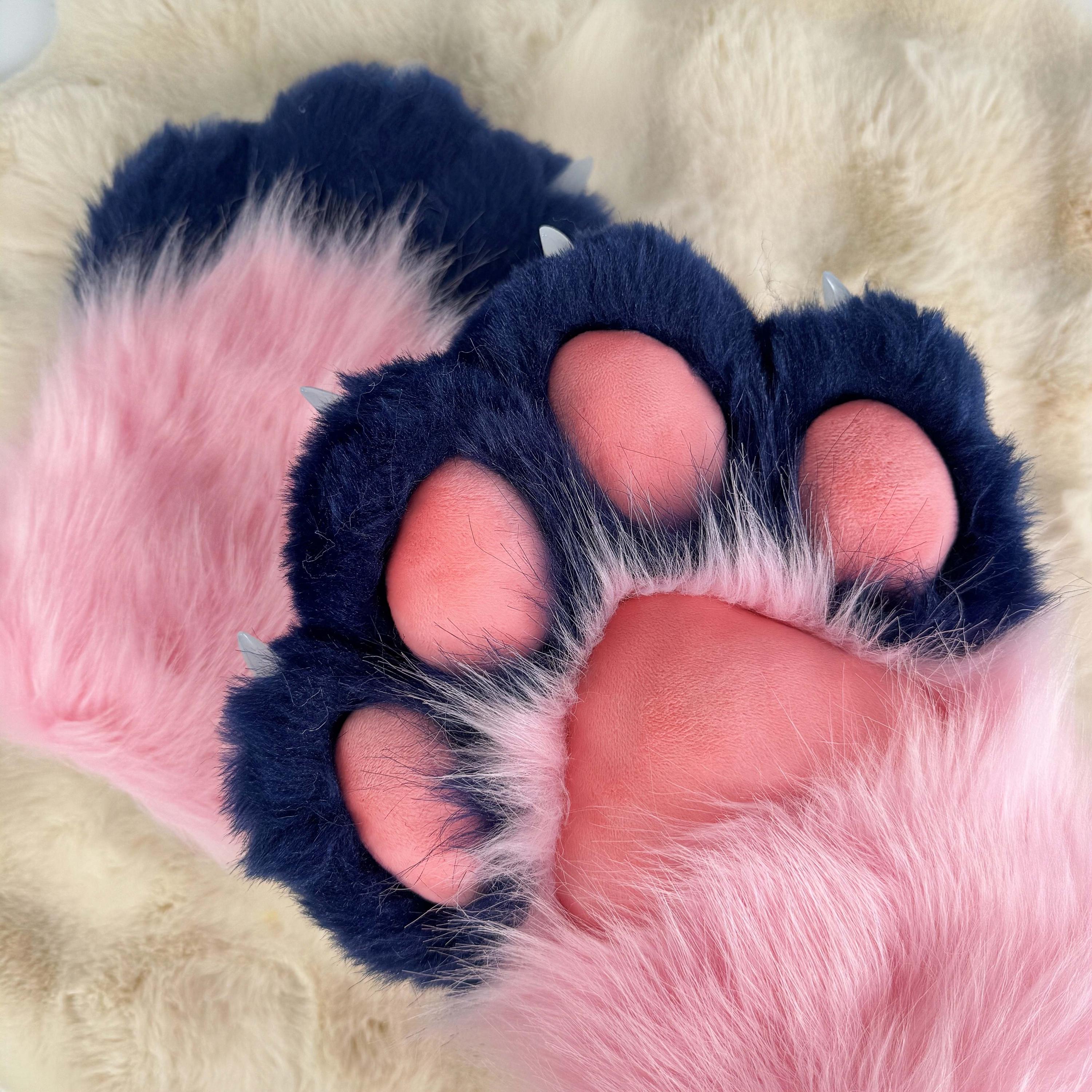 Handmade Pink Fox Fursuit Paws: Cosplay Costume Gloves