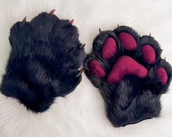 Five-fingered Fursuit Paws, Universal Sizes, Handmade Plush Cat Paws, Colors Customizable