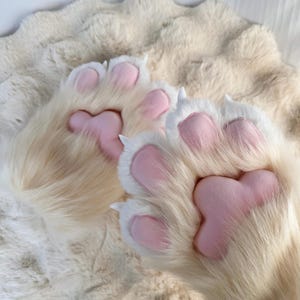 Beige furry paws,furry gloves,dino gloves,cosplay gloves, cat paws, cosplay decor, bear paws,custom claws color, furry art, gift for furry
