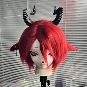 Mädchen mit ein paar Dämonen Hörner, Fursuit im gotischen Stil, Vorgefertigte Kigurumi Maske, Verfügbar zur Adoption, Kigurumi Maske, Geschenk für Kinder!