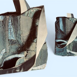 Individuell Denim Shopper für Herren | Handmade Jeans Tasche | Nachhaltige Unikat Schultertasche aus alter Jeans & Hemd, Custom  Order