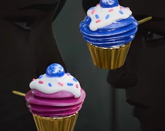 Caitlyn Temperature-Sensitive Color-Changing Cupcake Earrings, Gift for League of Legends Fans, LoL Gifts for Couples