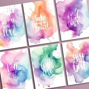 Coleção Dia dos Namorados: 6 Cartões de Amor Digitais para Imprimir Lindamente Projetados (5”x7”- 12,7x17,7 cm)