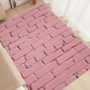 Tapete de área, tapete com padrão de pedra, tapete de pedra rosa, tapete rosa, tapete jovem, tapete de salão, tapete com base antiderrapante, tapete de sala de estar, tapete de presente, tapete de Natal, piso