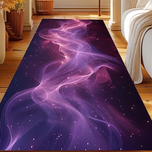 Abstract Runner Rug, Pink and Purple Rug, Modern Hallway Rug, Geometric Floor Rug, Stair Rug, Bedroom Rug, Non Slip Based, Washable Rug