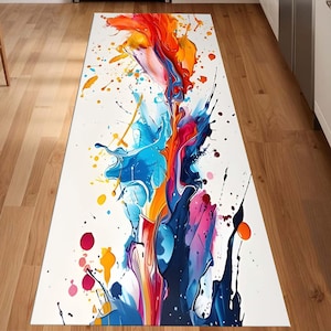 Abstract Color Splash Runner Rug,Colorful Rug,Custom Rug,Modern Living Room Rug,Non Slip Based Rug,Hallway Rug,Decorative Runner for Bedroom