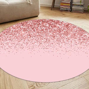 Round Rug, Pink Rug, Circle Rug, Glittery Rug, Bathmat Rug, Kids Room Rug, Custom Rug, Xmas Gift Rug, Bedroom Rug, Modern Rug, Popular Rug