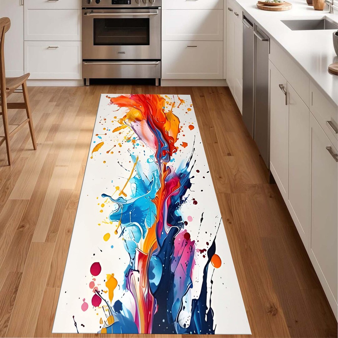Abstract Color Splash Runner Rug,colorful Rug,custom Rug,modern Living ...
