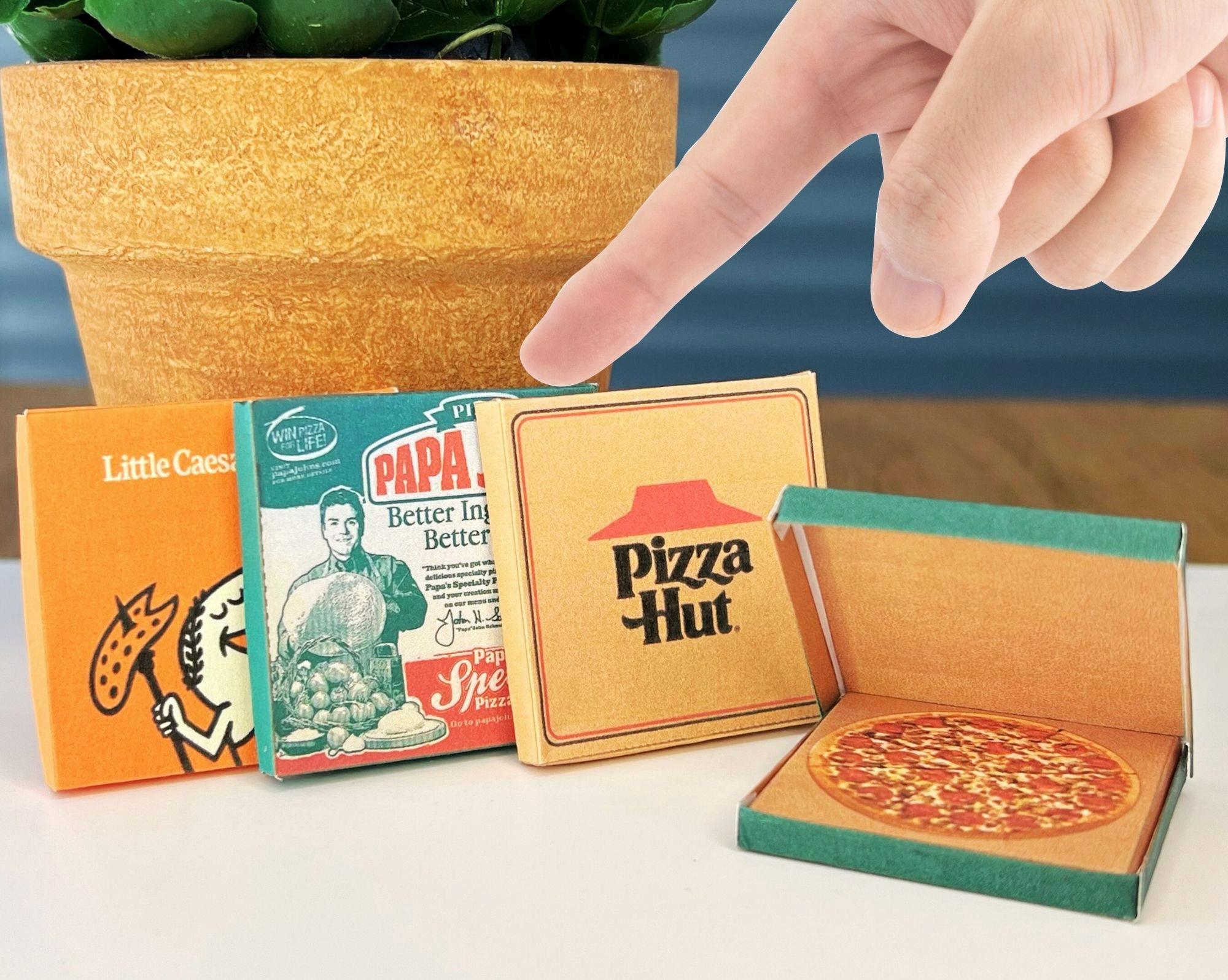 Miniature Pizza Box Printable Kit – 1/12 and 1:6 Scale Dollhouse Food Prop – Realistic Pizza Packaging – DIY Paper Model Instant Download
